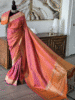 Orange & Magenta Katan Banarasi Silk Saree with All-Over Zari Weave