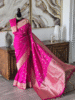 Rani Pink Katan Banarasi Silk Saree with Grand Zari Pallu
