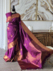 Wine Kanjeevaram Silk Saree with Copper Zari Border & Ornate Pallu