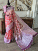 Pastel Peach & Lavender Organza Saree with Zari Borders